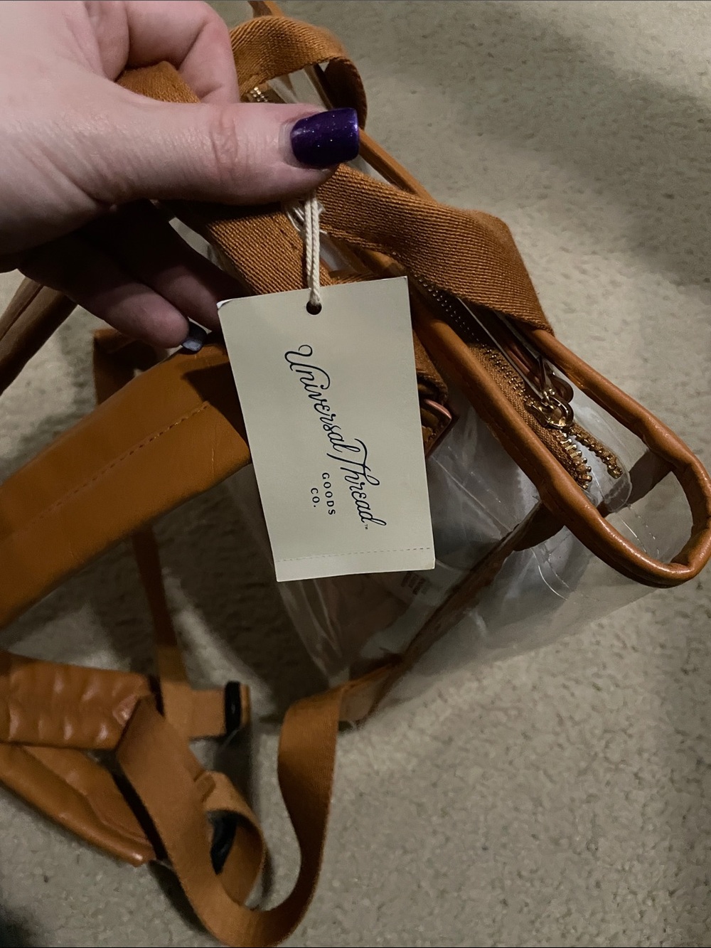 Universal Thread Clear Cube Backpack with Tan Trim - Picture 4 of 5